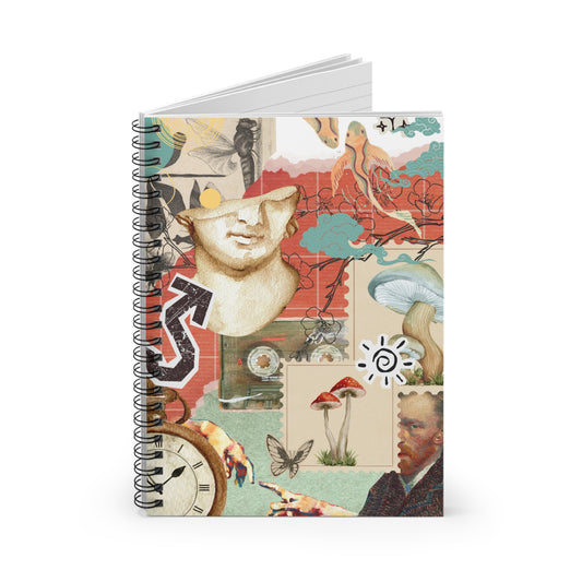 Artistic Spiral Notebook - Ruled Lined Journal for Creative Minds, Aesthetic Stationery, Gift for Writers, School Supplies, Vintage Collage Art