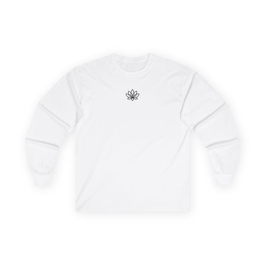 Calming Lotus Long Sleeve Tee, Unisex Cotton Tee, Yoga Shirt, Meditation Top, Gift for Her, Gift for Him