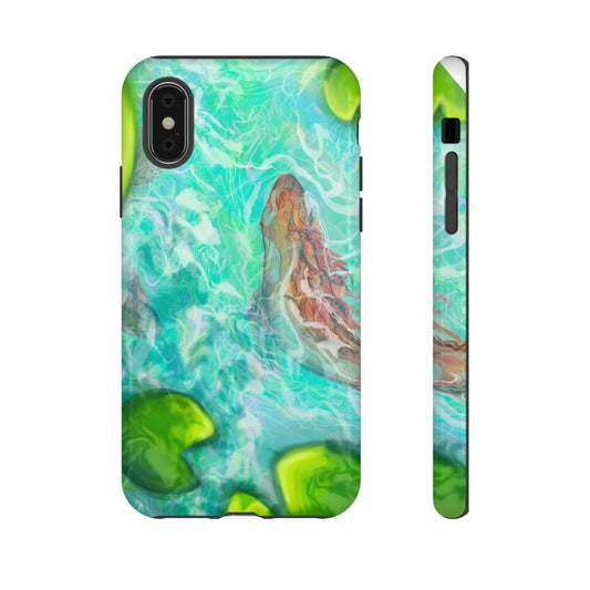 Watercolor Phone Case, Nature Lover Gift, Tough Phone Cover, Phone Accessory, Unique Design for Spring/Summer, Lily Pad, Fish Pond