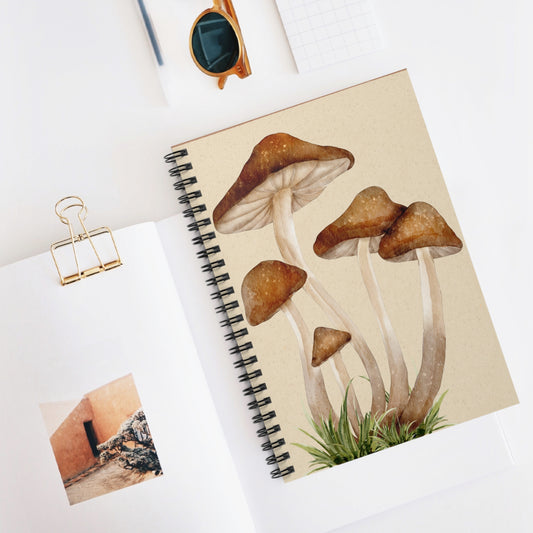 Mushroom Art Spiral Notebook - Nature Lover's Journal, Eco-Friendly Sketchbook, Gift for Writers, Artists, and Students, Boho Home, Artsy Notebook, Nature-inspired Designs