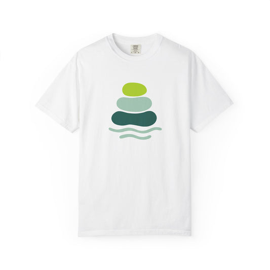 Zen Stone Stack T-shirt, Relaxing Unisex Tee, Nature-Inspired Fashion, Calm Art Shirt, Gift for Nature Lovers, Mindfulness Apparel