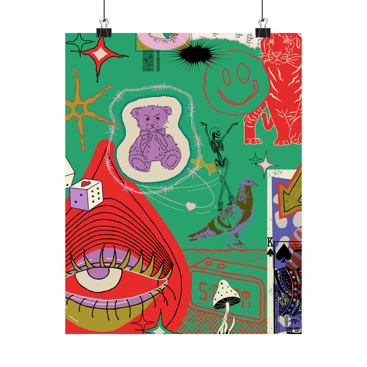 Vibrant Matte Vertical Posters, Retro Wall Art, Playful Home Decor, Unique Gift for Art Lovers, Perfect for Parties and Celebrations