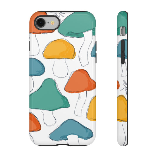 Mushroom Phone Case with Colorful Design, Tough Cases, Floral Tech Accessories, Gift for Nature Lovers, Trending Phone Cover