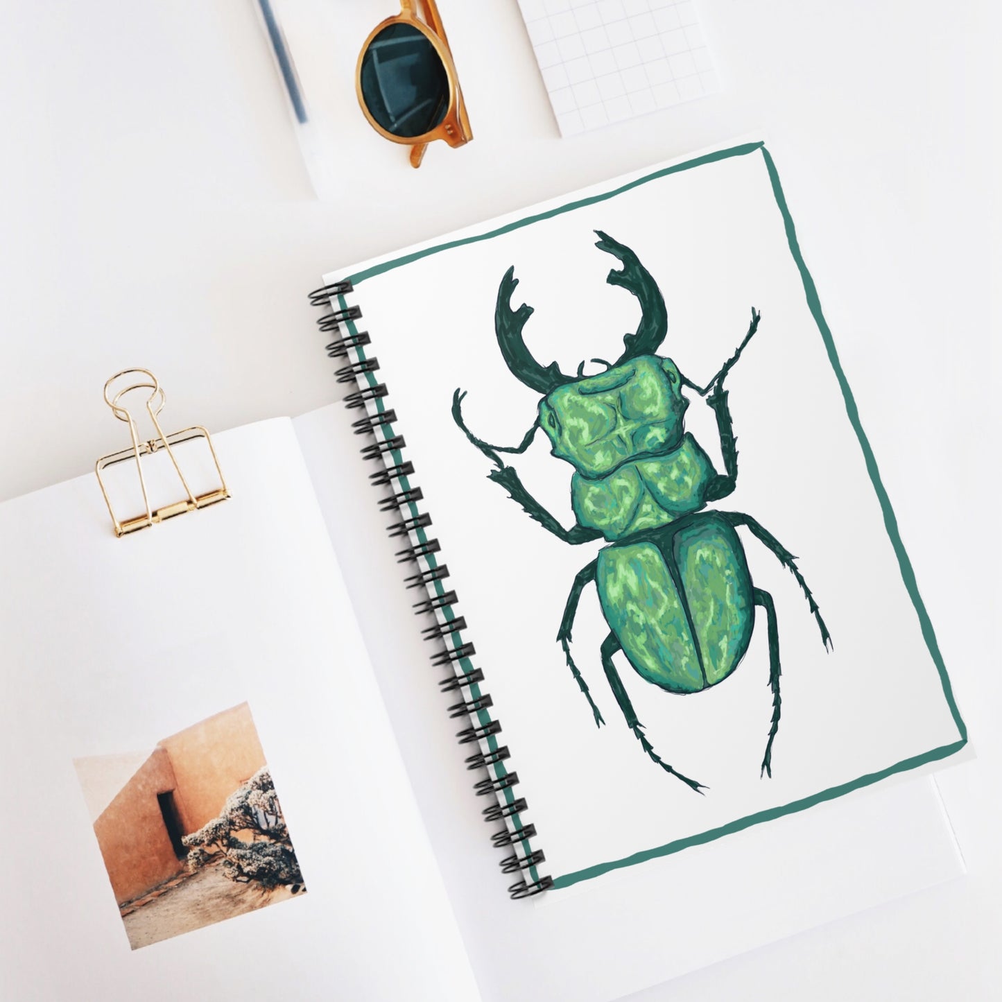 Green Beetle Spiral Notebook - Perfect for Nature Lovers, Journaling, and Eco-Friendly Gifts, School Supplies, Insect Enthusiasts