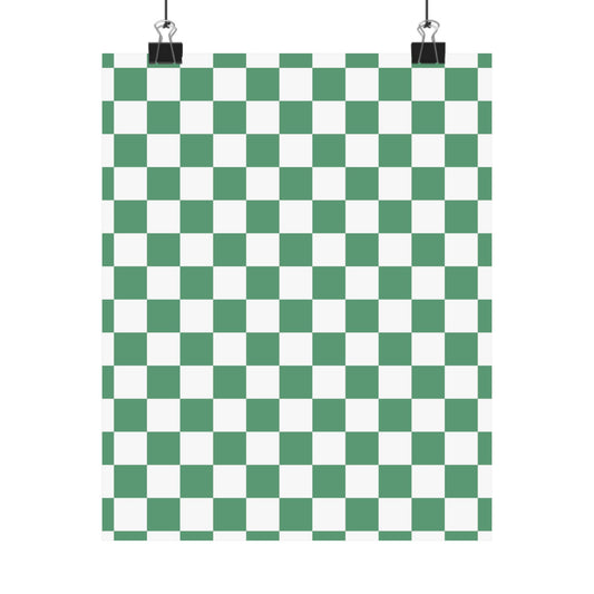 Green Checkerboard Matte Vertical Posters, Modern Wall Art, Home Decor, Minimalist Design, Aesthetic Room Inspiration