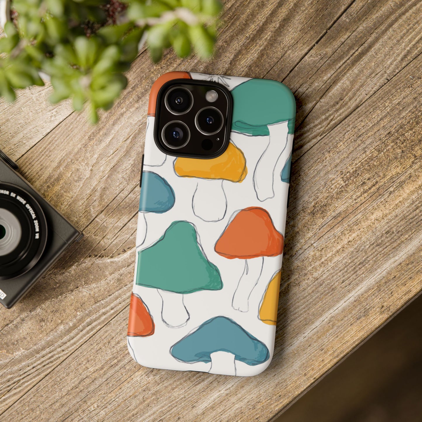 Mushroom Phone Case with Colorful Design, Tough Cases, Floral Tech Accessories, Gift for Nature Lovers, Trending Phone Cover