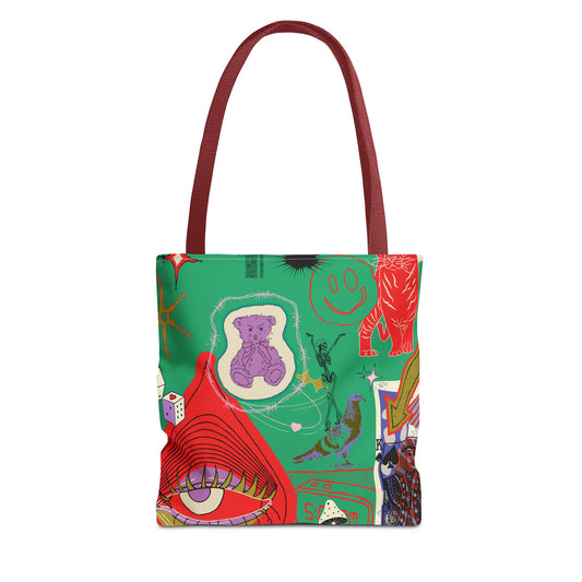 Vibrant Pattern Tote Bag, AOP Tote, Artful Shopping Bag, Eco-Friendly Carryall, Unique Gift for Art Lovers
