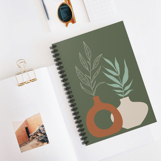 Elegant Botanical Spiral Notebook - Notepad for Journaling, Creative Writing, Gratitude Lists, Home Office Decor, Unique Gift