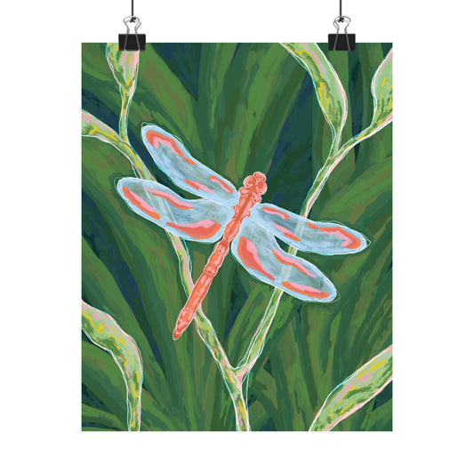 Dragonfly Matte Vertical Poster Art Print, Nature Wall Decor, Botanical Artwork, Eco-Friendly Gift, Home Aesthetic, Minimalist Decor