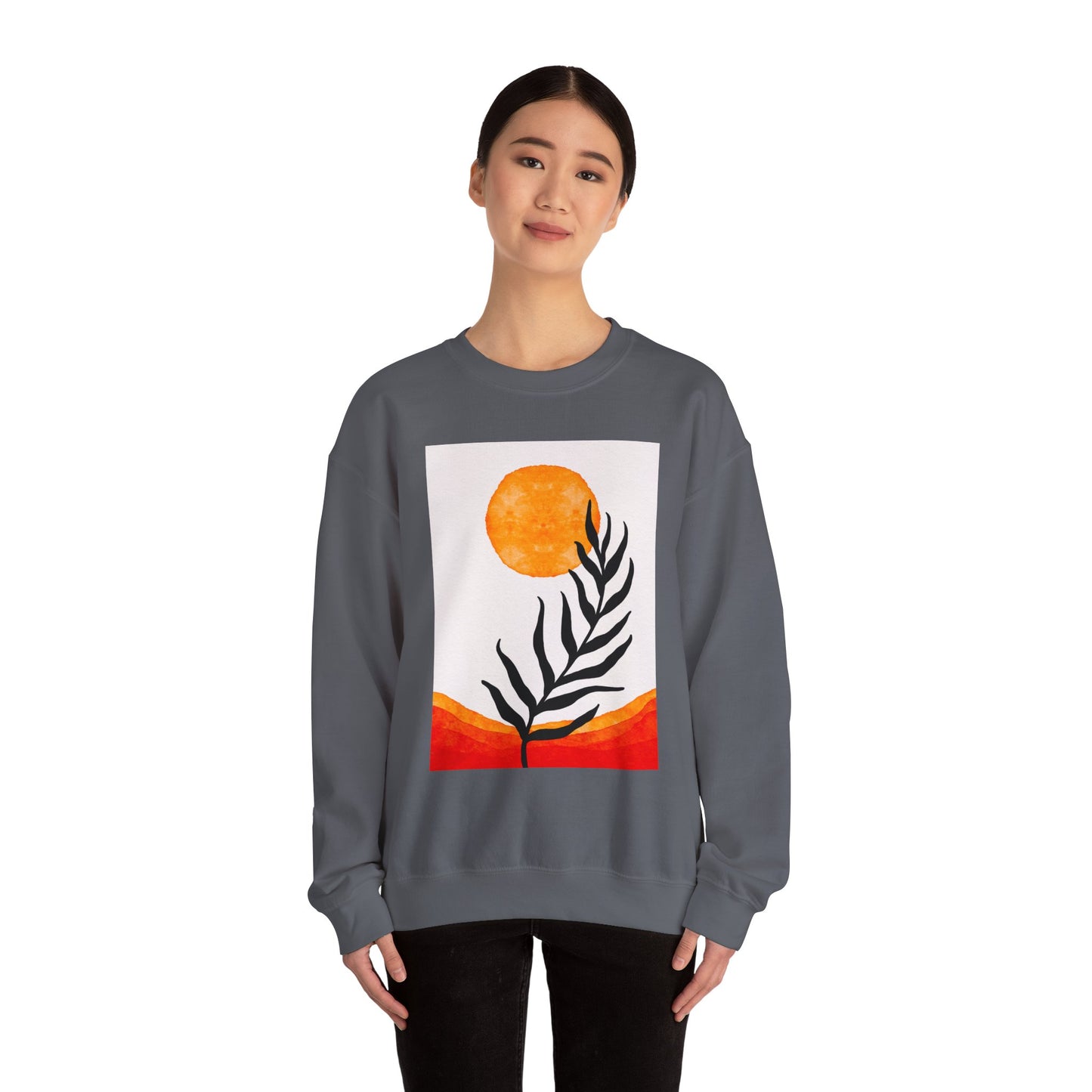 Bohemian Sun & Leaf Crewneck Sweatshirt, Cozy Unisex Sweatshirt, Nature-Inspired Apparel, Fall Fashion, Gift for Nature Lovers