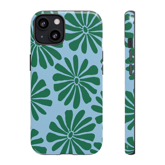 Stylish iPhone Case, Floral Phone Cover, Tough Phone Cases, Green Daisy Design, Unique Gift for Her, Spring Accessories