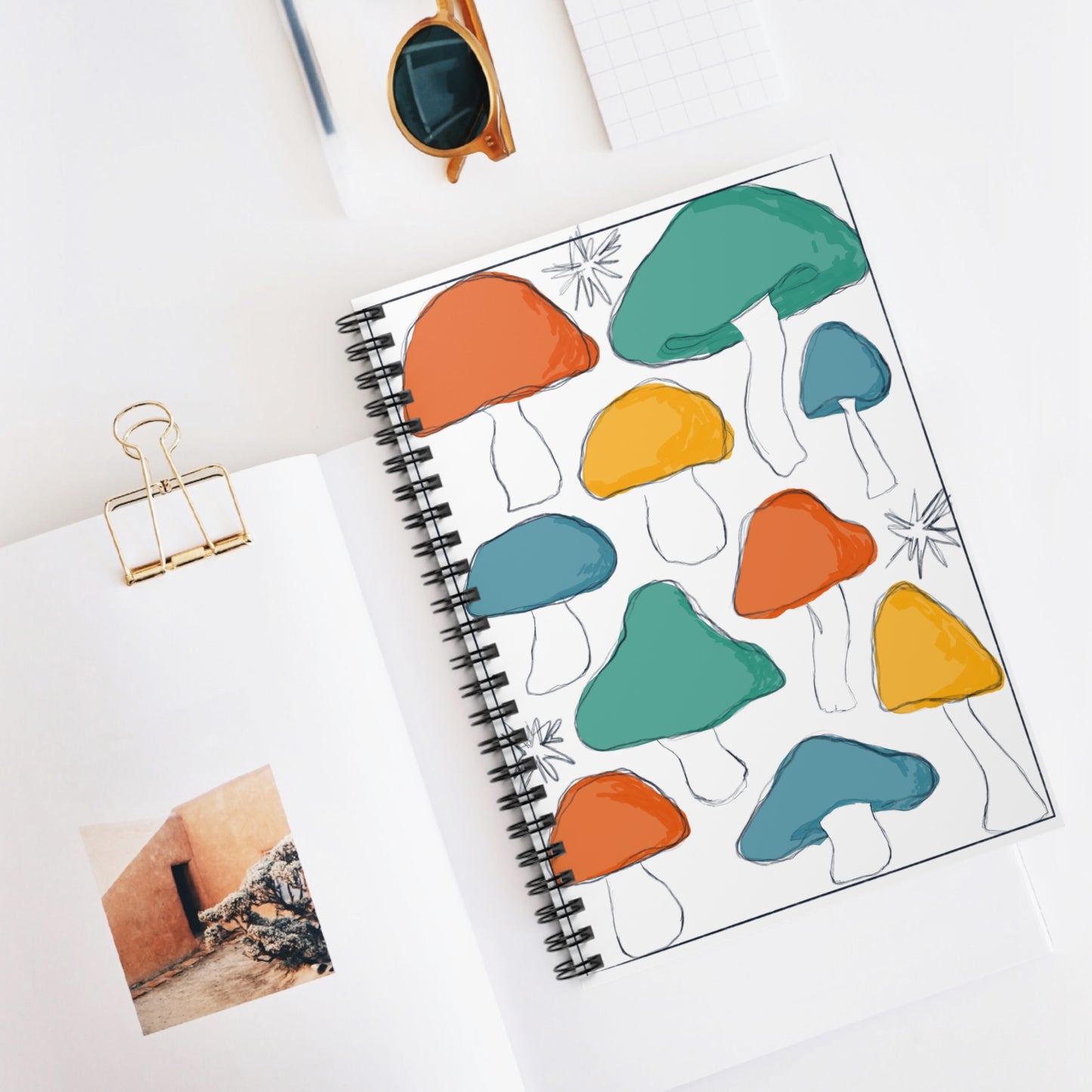 Colorful Mushroom Spiral Notebook for Nature Lovers, Eco-Friendly Journal, Study Guide, Personal Diary, Gifts for Writers