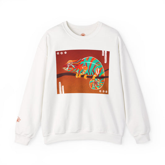 Colorful Chameleon Crewneck Sweatshirt | Unisex Pullover for Cozy Days, Fall Style, Art Lovers, Unique Gift Idea
