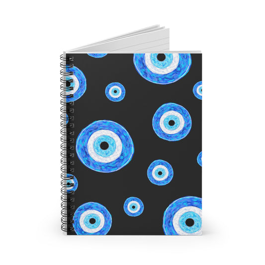 Evil Eye Spiral Notebook - Ruled Lines, Ideal for Journaling, School, Gifts for Students, Unique Note-taking, Mindfulness Journal