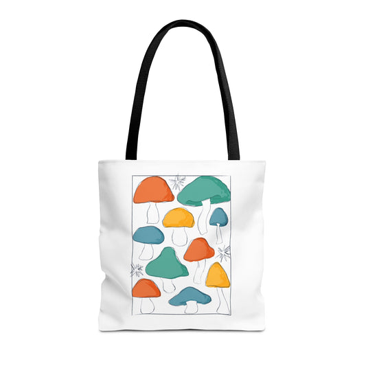Colorful Mushroom Tote Bag for Nature Lovers, Eco-Friendly Shopping, Beach Day Essentials, Gift for Friends, Adventurer's Companion