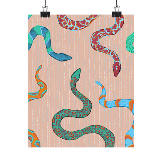 Colorful Snake Art Poster, Boho Home Decor, Unique Wall Art, Gift for Her, Animal Lover Decoration