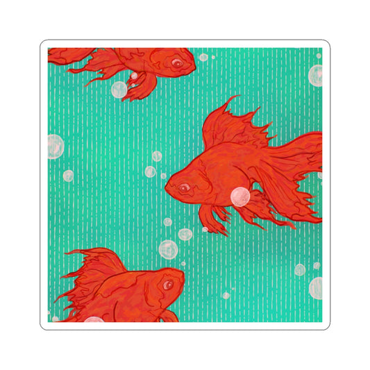 Vibrant Goldfish Kiss-Cut Stickers for Home Decor, Laptop Decor, Gifts, Watercolor Art Stickers, Cute Fish Decor