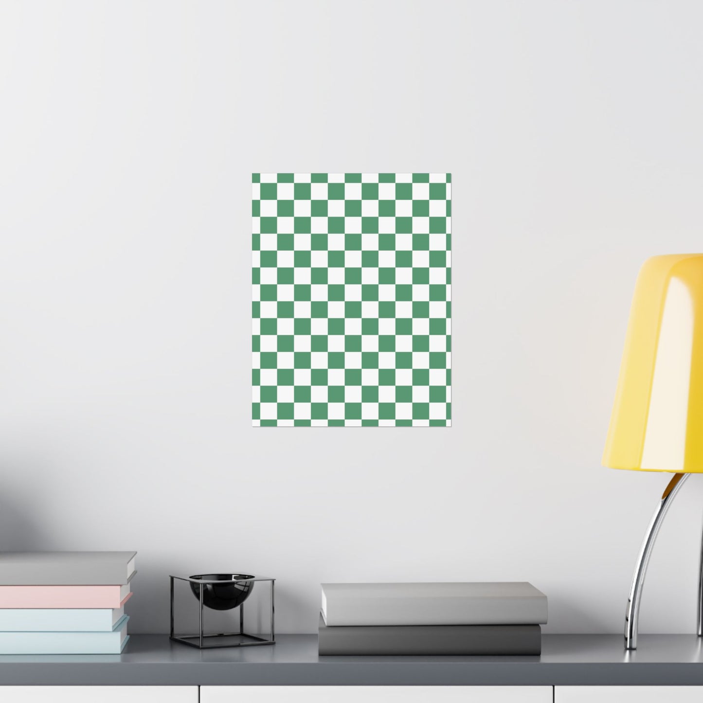 Green Checkerboard Matte Vertical Posters | Home Decor, Wall Art, Living Room Accent, Patterned Prints, Gift for Art Lovers