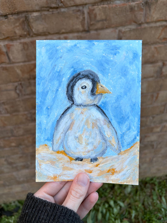 “First Winter” — Original 5x7 Oil Pastel Artwork