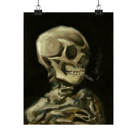 Edgy Skeleton Poster, Dark Art Decor, Gothic Wall Art, Halloween Home Decoration, Unique Gift for Art Lovers, Van Gogh Inspired, Reimagined, Modern Abstract