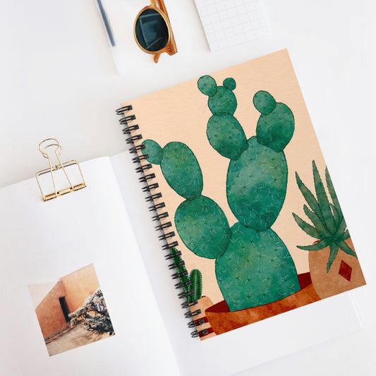 Cactus-Themed Spiral Notebook - Ruled Line, Journal for Plant Lovers, Eco-Friendly Stationery, Cute Office Supplies, Gifts for Her