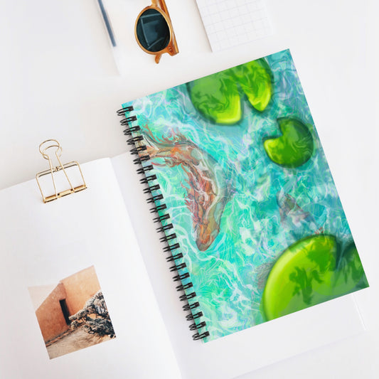Vibrant Water Lily Spiral Notebook - Ruled Line, Nature Lover Journal, Gift for Artists, Eco-Friendly Diary, Springtime Planner