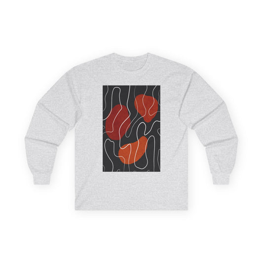 Abstract Art Long Sleeve Tee, Cozy Unisex Tee, Modern Graphic T-Shirt, Chill Vibe Apparel, Art Lover Gift, Casual Outfit