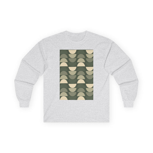 Abstract Retro Long Sleeve Tee, Boho Style Shirt, Casual Fashion Top, Gift for Art Lovers, Vintage-Inspired Apparel