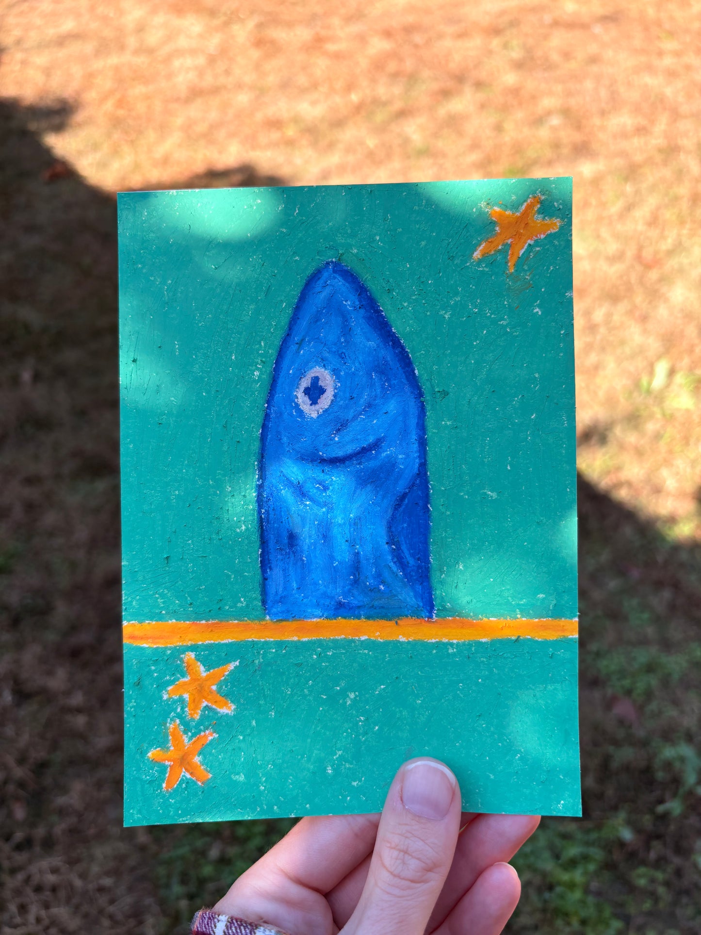 “Blue Stargazer” — Original 5x7 Oil Pastel Artwork