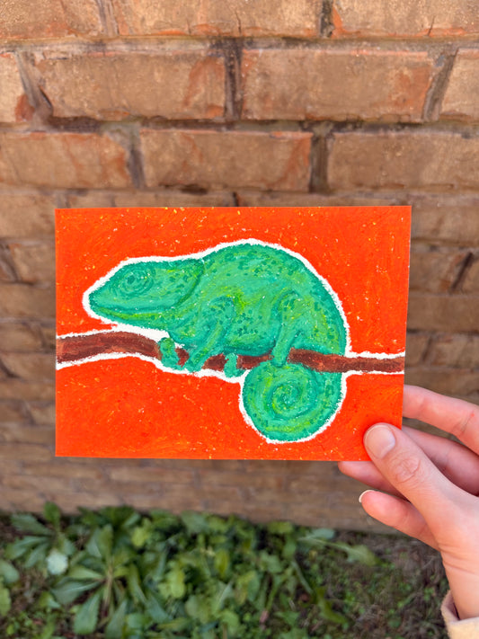 “Verdant Glow” — Original 5x7 Oil Pastel Artwork