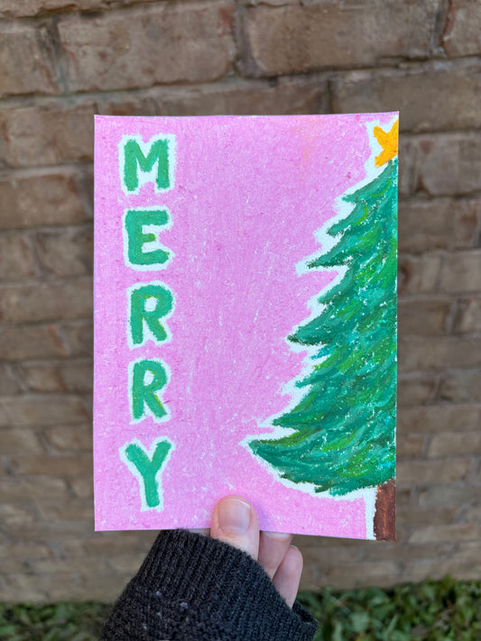 “Merry” — Original 5x7 Oil Pastel Artwork