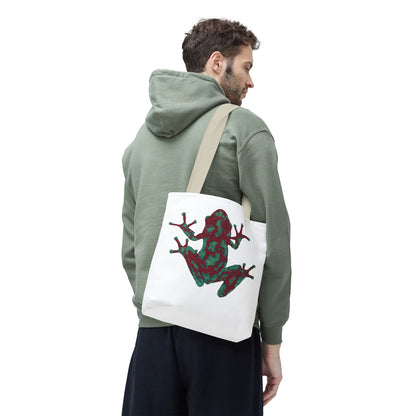 Frog Art Tote Bag, Eco-Friendly Shopping Bag, Nature Lover Gift, Stylish Reusable Tote, Unique Animal Print Purse