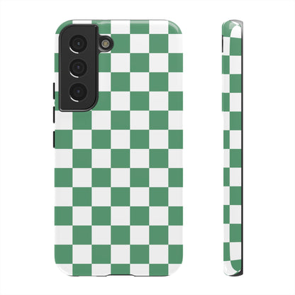 Stylish Phone Case - Green Checker Print, Trendy Phone Cover, Unique Gift, Modern Accessories, Eco-Friendly Case