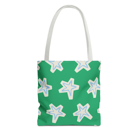 Starry Green AOP Tote Bag | Stylish Grocery Tote, Eco-Friendly Bag, Beach Bag, Weekend Getaway, Custom Design