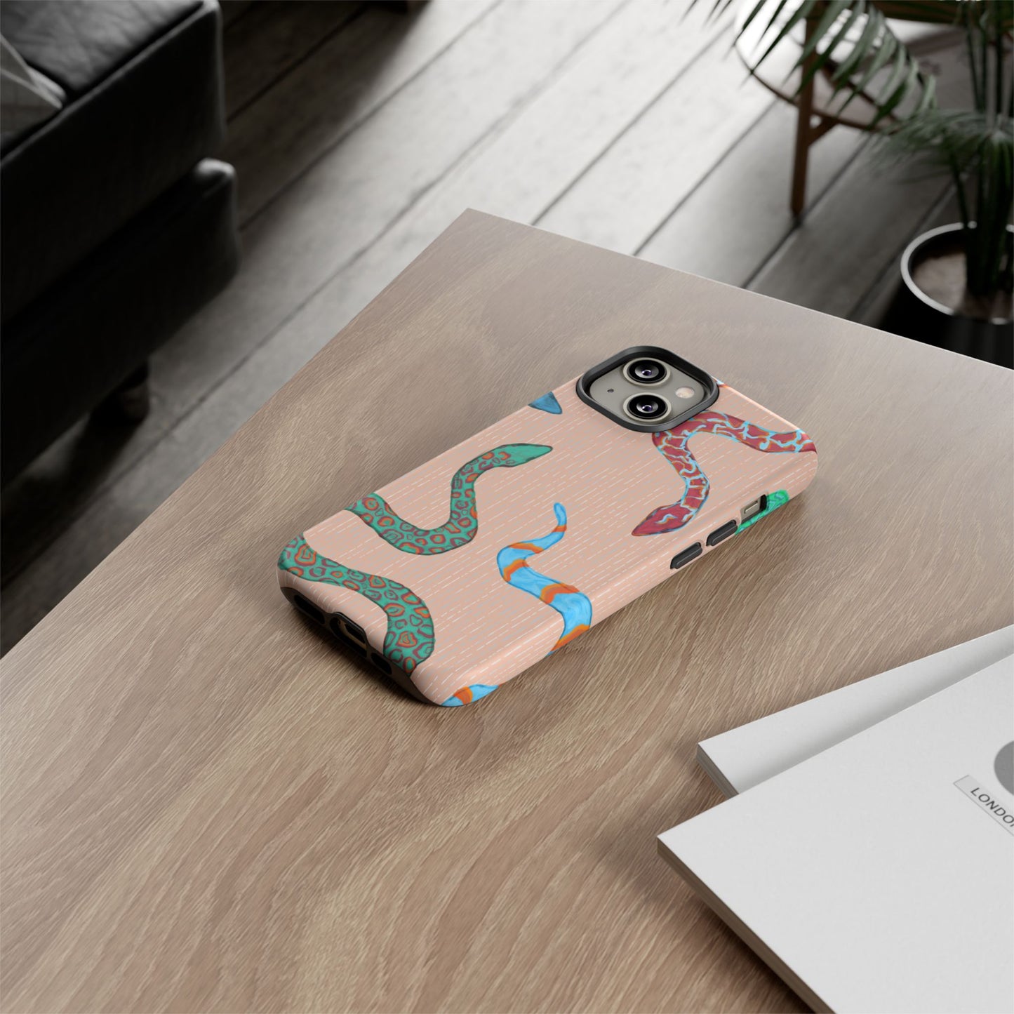 Colorful Snake Phone Case, Tough Phone Case, Unique Phone Cover, Animal Print Case, Gifts for Her, Trendy Accessories