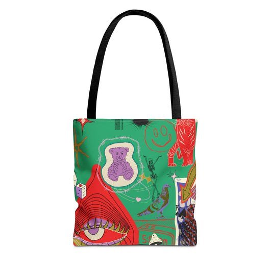 Vibrant Pattern Tote Bag, AOP Tote, Artful Shopping Bag, Eco-Friendly Carryall, Unique Gift for Art Lovers