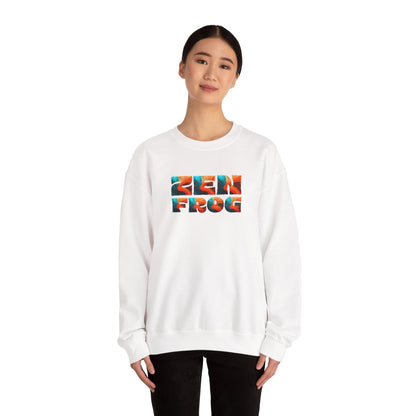 Zen Frog Crewneck Sweatshirt, Cozy Unisex Sweatshirt, Relaxed Fit Fashion, Perfect Gift for Friends, Everyday Style, Casual Wear, Simple Moon Design, Gift for Him, Gift for Her