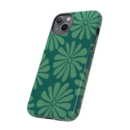 Stylish iPhone Case, Floral Phone Cover, Tough Phone Cases, Green Daisy Design, Unique Gift for Her, Spring Accessories