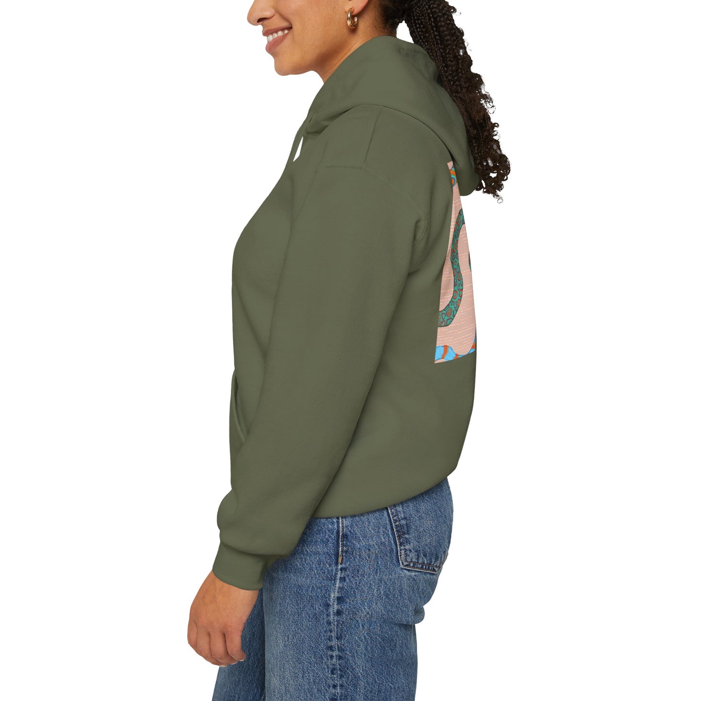 Vibrant Unisex Hoodie with Zen Frog and Snake Design, Cool Gift for Nature Lovers, Casual Wear for All Occasions, Gift for Her, Cool Hoodies