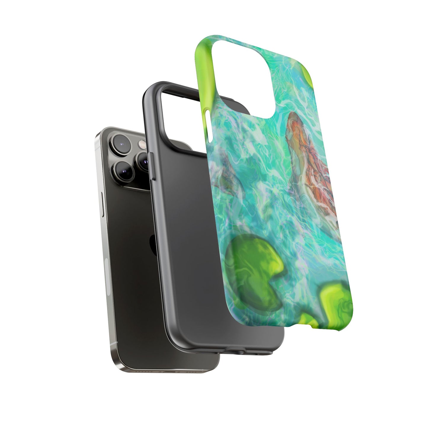 Watercolor Phone Case, Nature Lover Gift, Tough Phone Cover, Phone Accessory, Unique Design for Spring/Summer, Lily Pad, Fish Pond