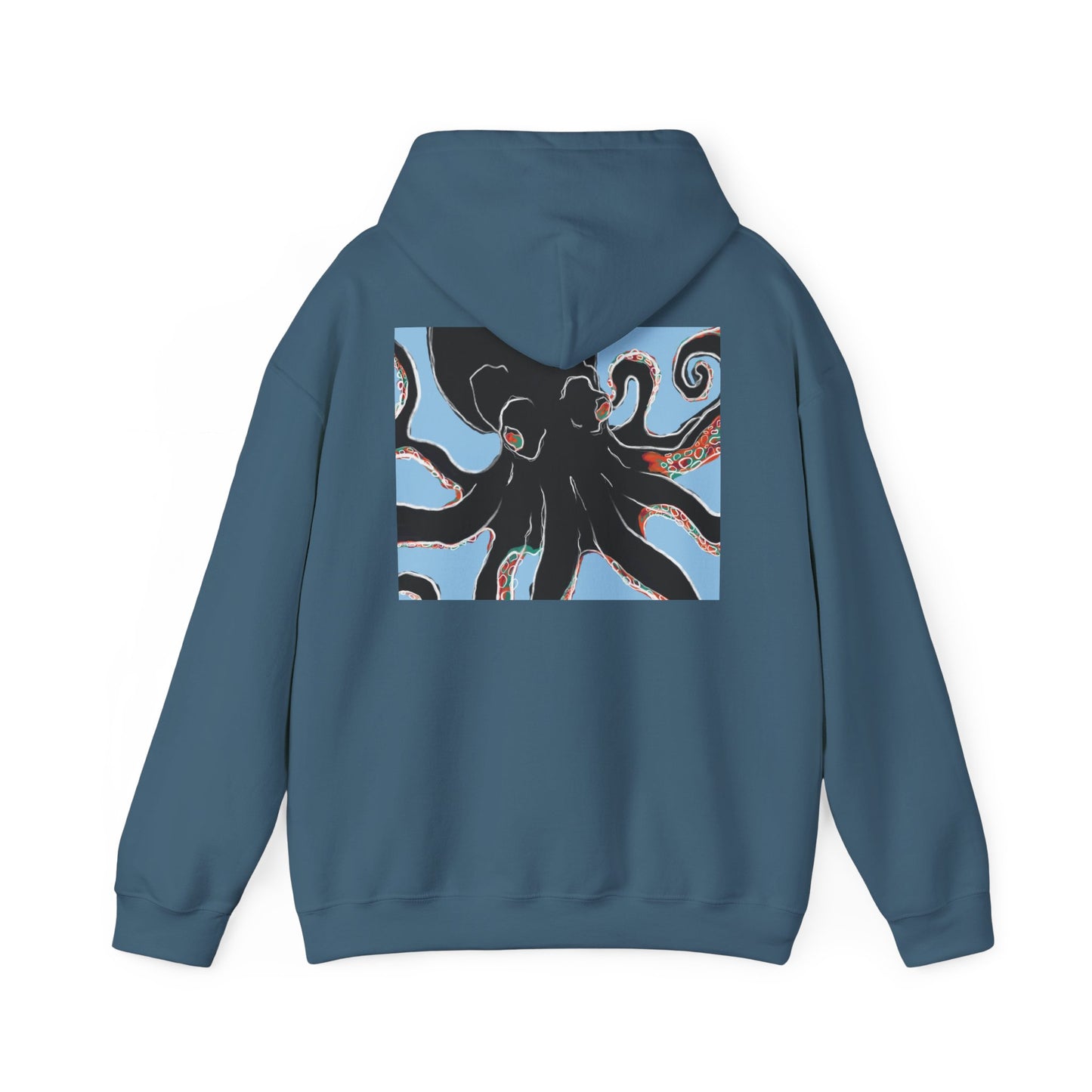Zen Frog Octopus Unisex Heavy Blend Hooded Sweatshirt, Cozy Graphic Hoodie, Gift for Ocean Lovers, Unique Casual Wear, Relaxed Style