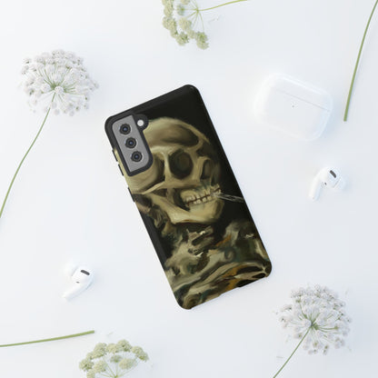 Skull Phone Case - Tough Cases, Macabre Style, Unique Accessories, Perfect for Halloween, Gothic Decor, Edgy Gift Idea | Van Gogh Reimagined, Abstract Twist on  Van Gogh's Skeleton with Burning Cigarette
