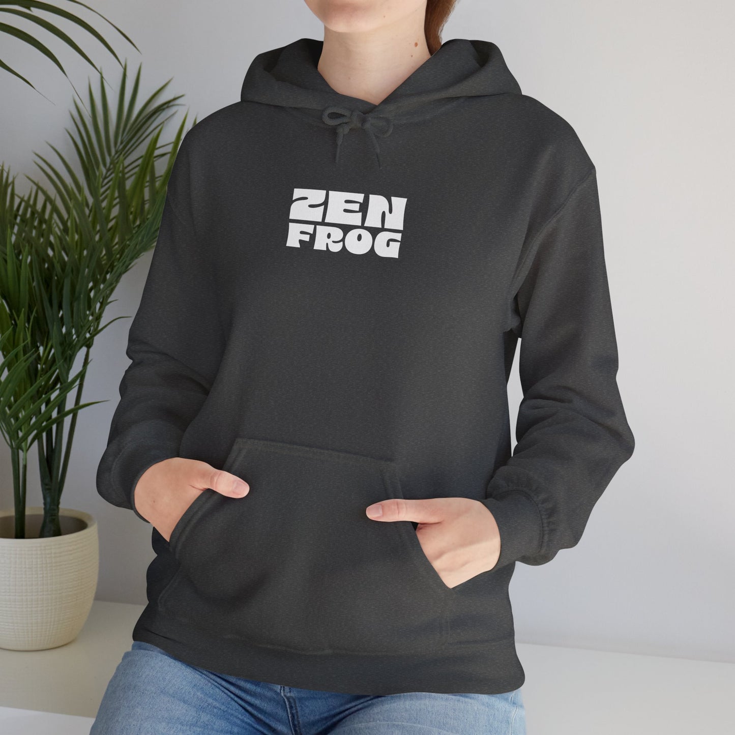 Zen Frog Octopus Unisex Heavy Blend Hooded Sweatshirt, Cozy Graphic Hoodie, Gift for Ocean Lovers, Unique Casual Wear, Relaxed Style
