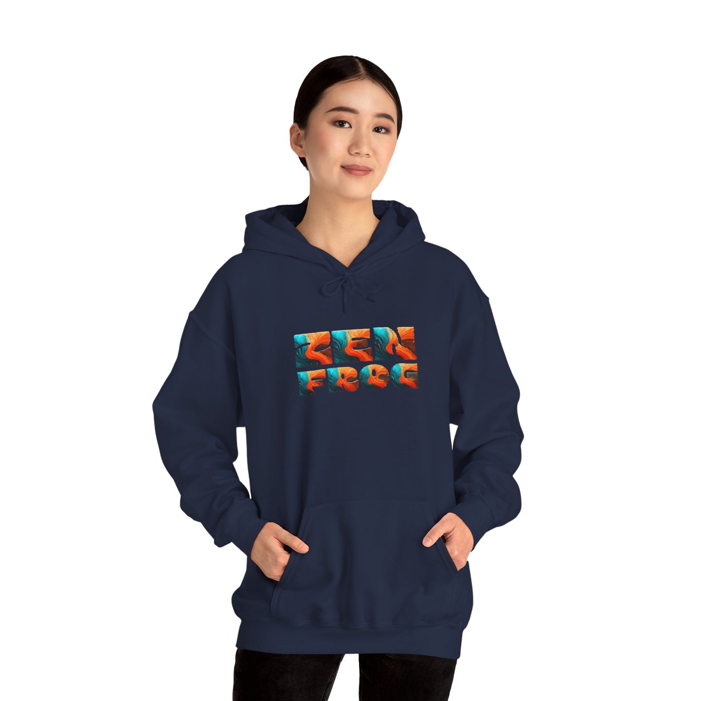 Zen Frog & Moon Unisex Hoodie, Cozy Sweatshirt for Relaxation, Gifts for Nature Lovers, Festival Wear, Everyday Comfort