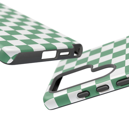 Stylish Phone Case - Green Checker Print, Trendy Phone Cover, Unique Gift, Modern Accessories, Eco-Friendly Case