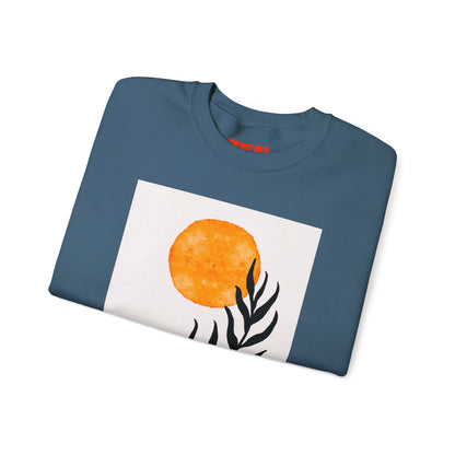 Bohemian Sun & Leaf Crewneck Sweatshirt, Cozy Unisex Sweatshirt, Nature-Inspired Apparel, Fall Fashion, Gift for Nature Lovers
