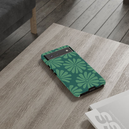 Stylish iPhone Case, Floral Phone Cover, Tough Phone Cases, Green Daisy Design, Unique Gift for Her, Spring Accessories
