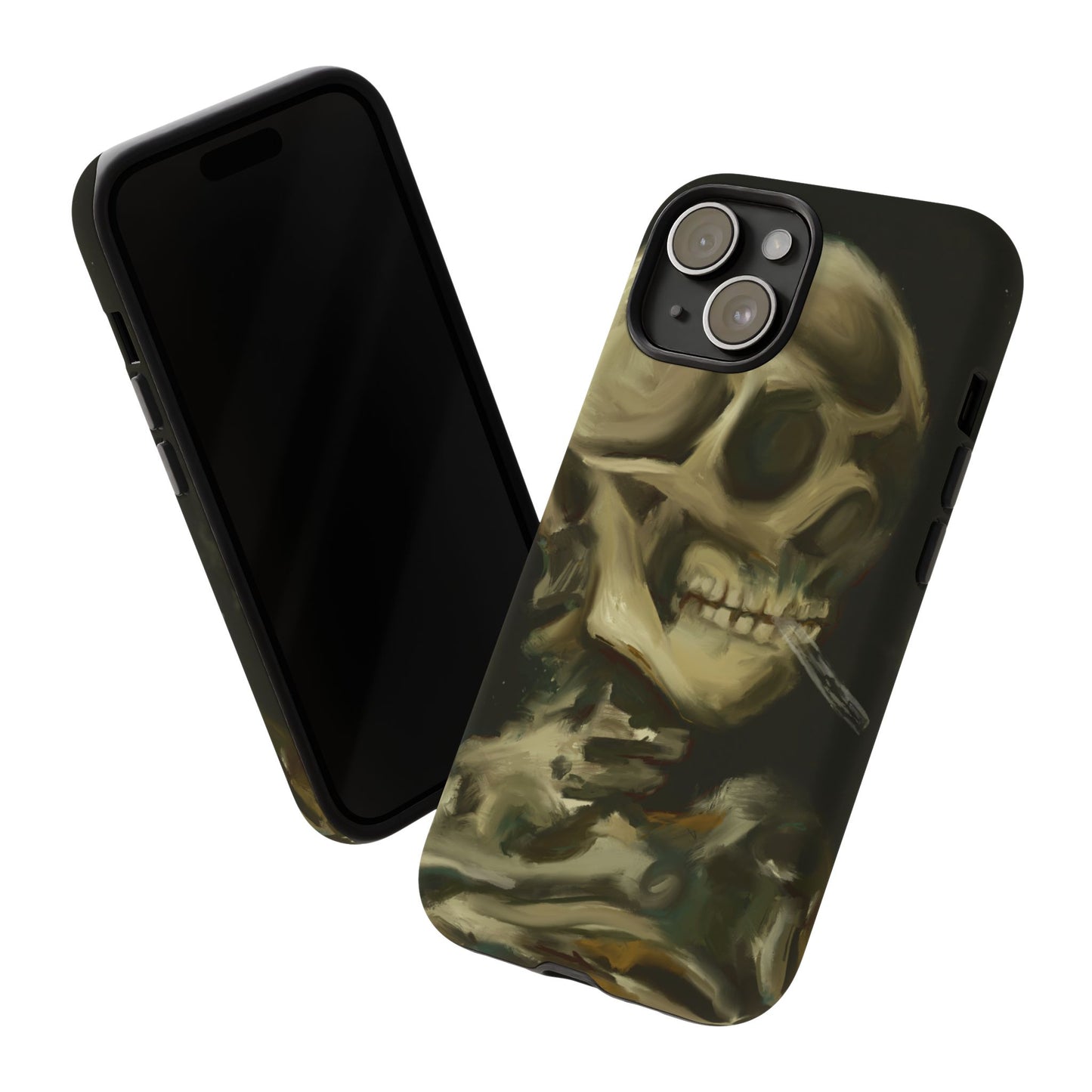 Skull Phone Case - Tough Cases, Macabre Style, Unique Accessories, Perfect for Halloween, Gothic Decor, Edgy Gift Idea | Van Gogh Reimagined, Abstract Twist on  Van Gogh's Skeleton with Burning Cigarette