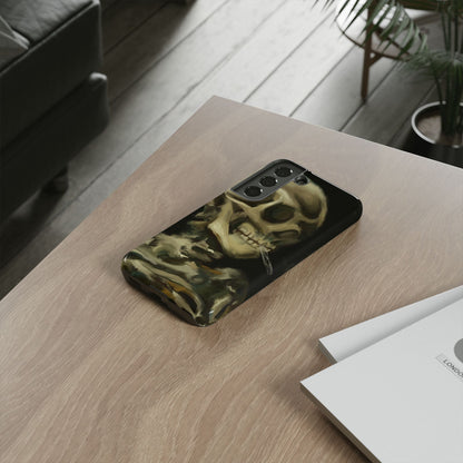 Skull Phone Case - Tough Cases, Macabre Style, Unique Accessories, Perfect for Halloween, Gothic Decor, Edgy Gift Idea | Van Gogh Reimagined, Abstract Twist on  Van Gogh's Skeleton with Burning Cigarette