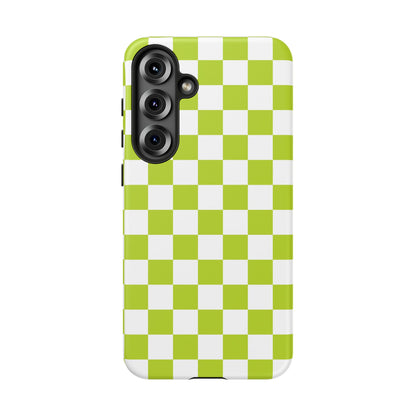 Lively Checker Pattern Phone Case | Tough Cases, Green Checkered Design, Unique Cell Phone Cover, Trendy Accessory, Gift Idea